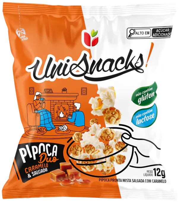 Pipoca Duo caramelo e salgada UniSnacks