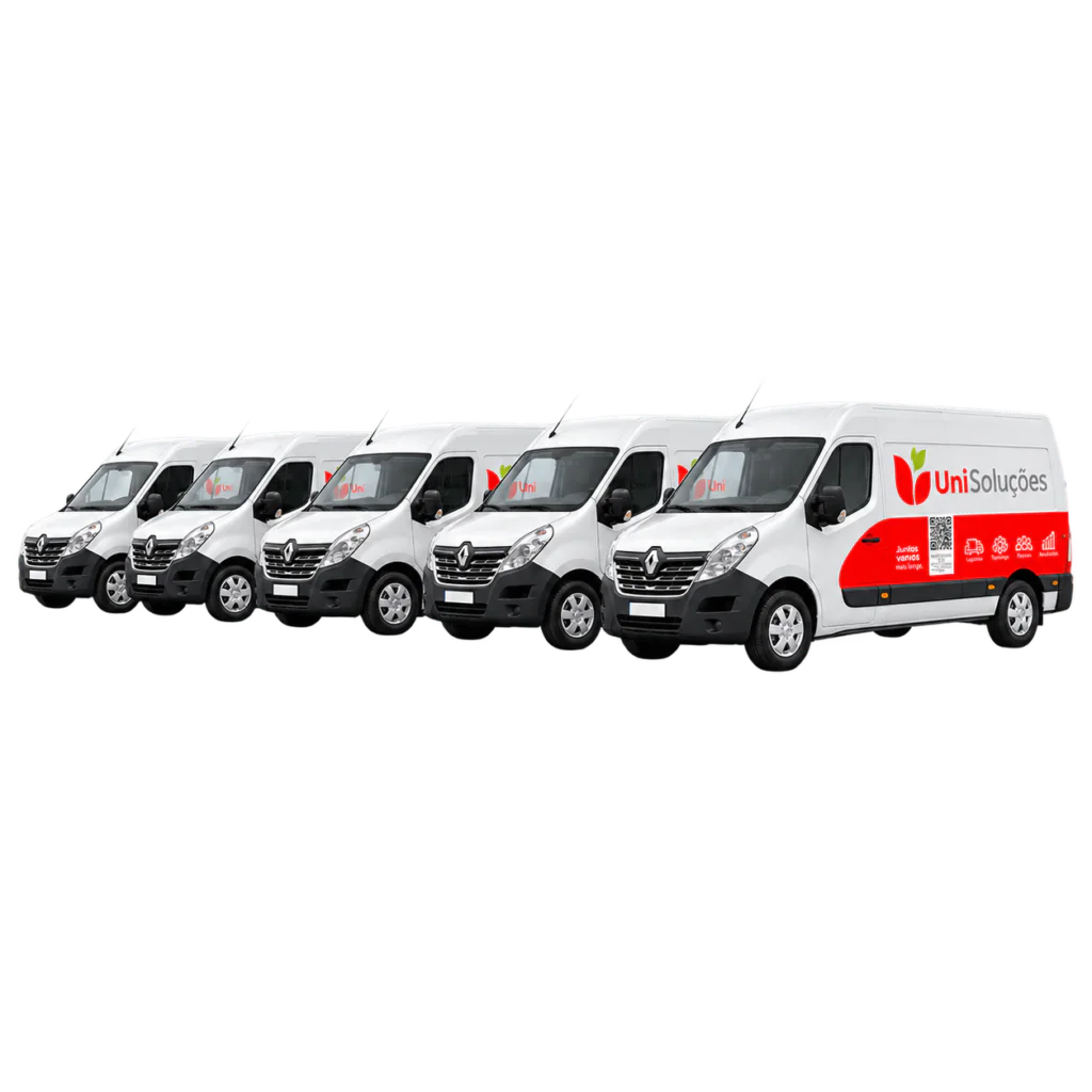 Frota de vans de entrega da Uni Soluções