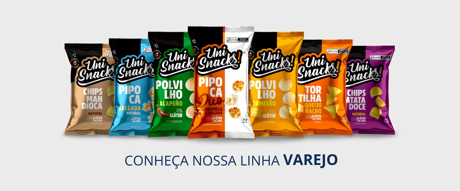 Uni Snacks Polvilho Parmesão e Jalapeño — novos sabores